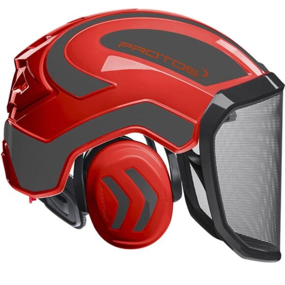 Casco protos integral rojo gris