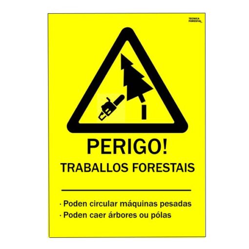 Cartel perigo traballos forestais